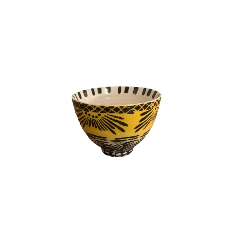 Anthropologie Navy Blue and Yellow Bowl